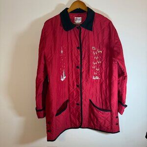 Desert Heat reindeer, embroidery, red lightweight jacket, santa claus Womens 2XL